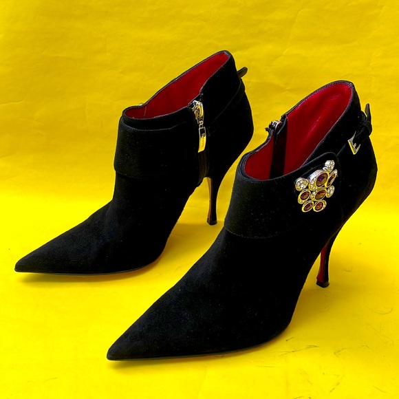 Black/dark red Cesare Paciotti leather booties - Picture 2 of 16